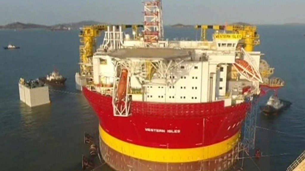 How do you move an oil platform from China to the UK?
