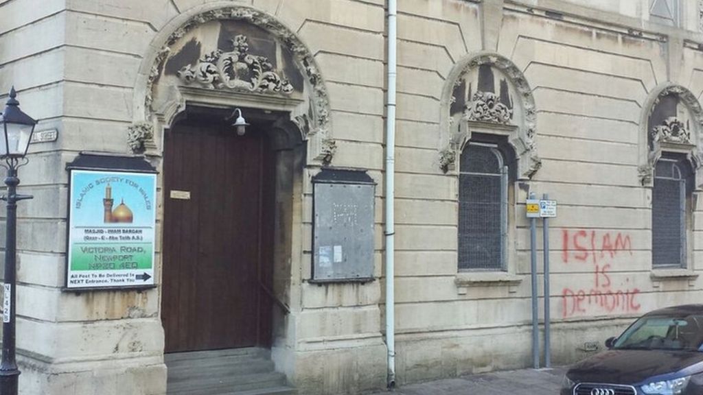'Islam is demonic' graffiti sprayed on Newport mosque BBC News