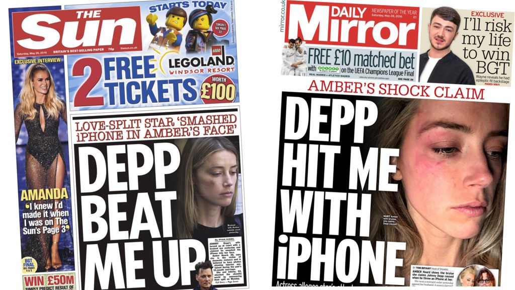 Depp assault claims on front pages