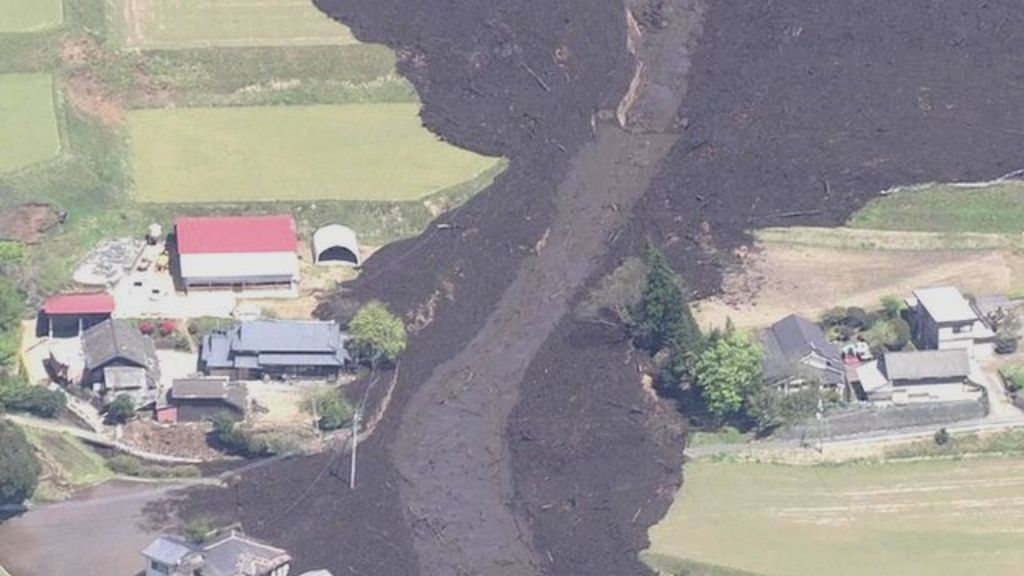 VIDEO: Japan earthquake causes huge landslide