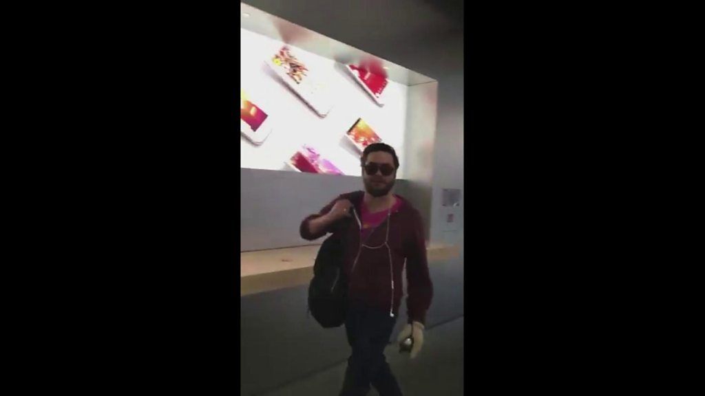 Angry man smashes Apple iPhones with a petanque ball