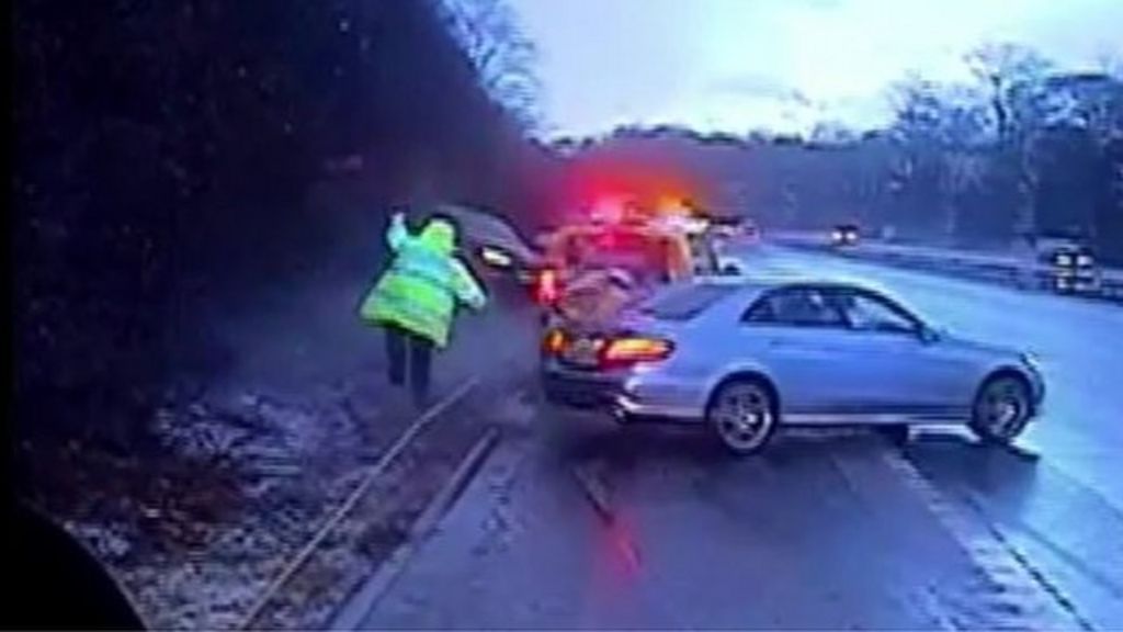 VIDEO: Dashcam video of motorway near miss