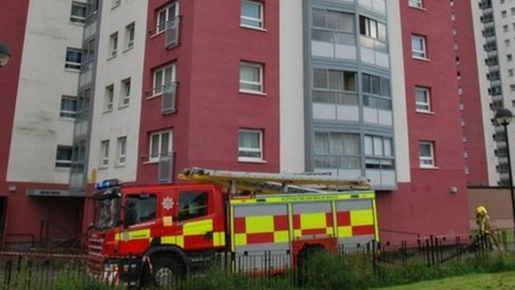 Children treated after fire at flats