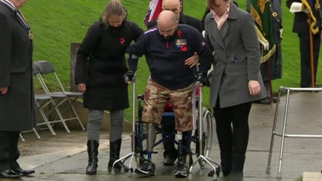 VIDEO: Amputee walks at Remembrance event