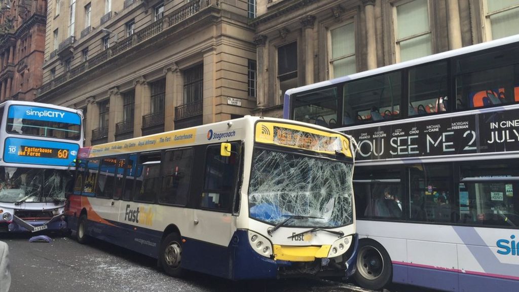 Driver suspended after 'runaway' bus crash in Glasgow