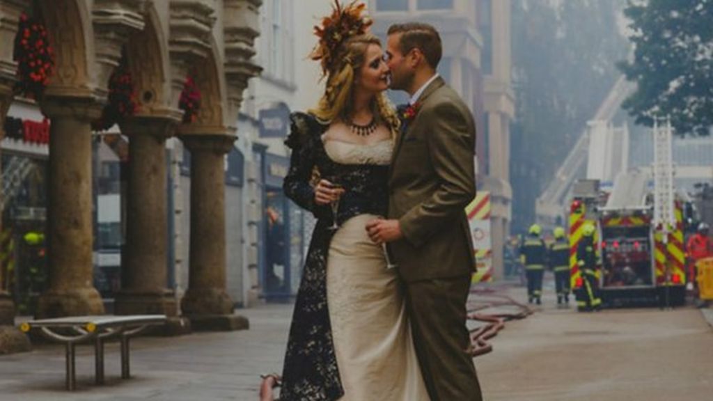 Couple talk about how they tied the knot amid city centre fire chaos