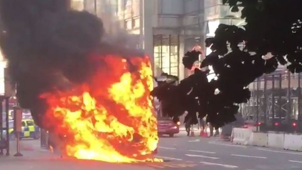 Double-decker bus catches fire near Liverpool Street station
