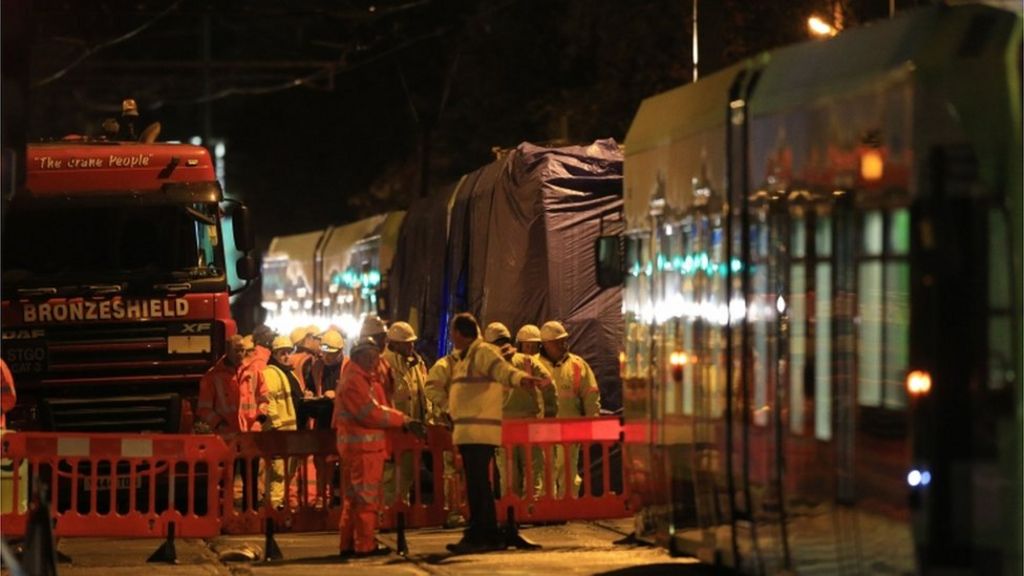 Croydon tram crash: Carriages removed from site