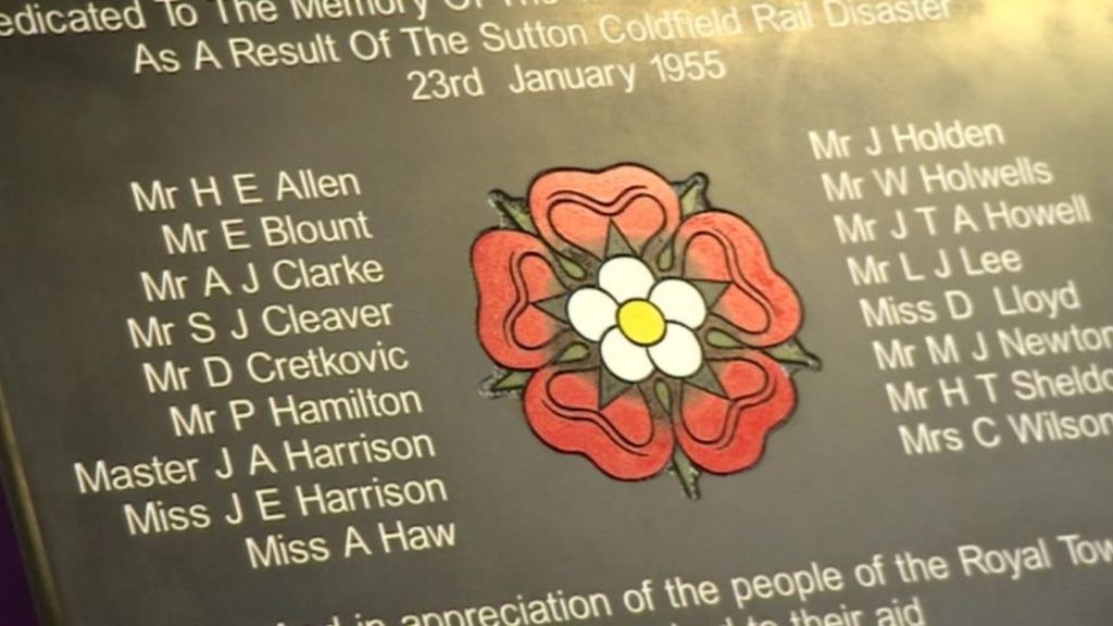 Plaque for Sutton Coldfield rail crash