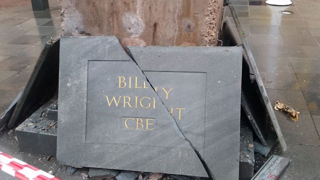 Wolves legend Billy Wright's statue smashed in car crash