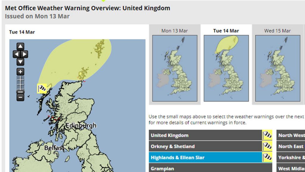Winds warning for Northern and Western isles and Highlands