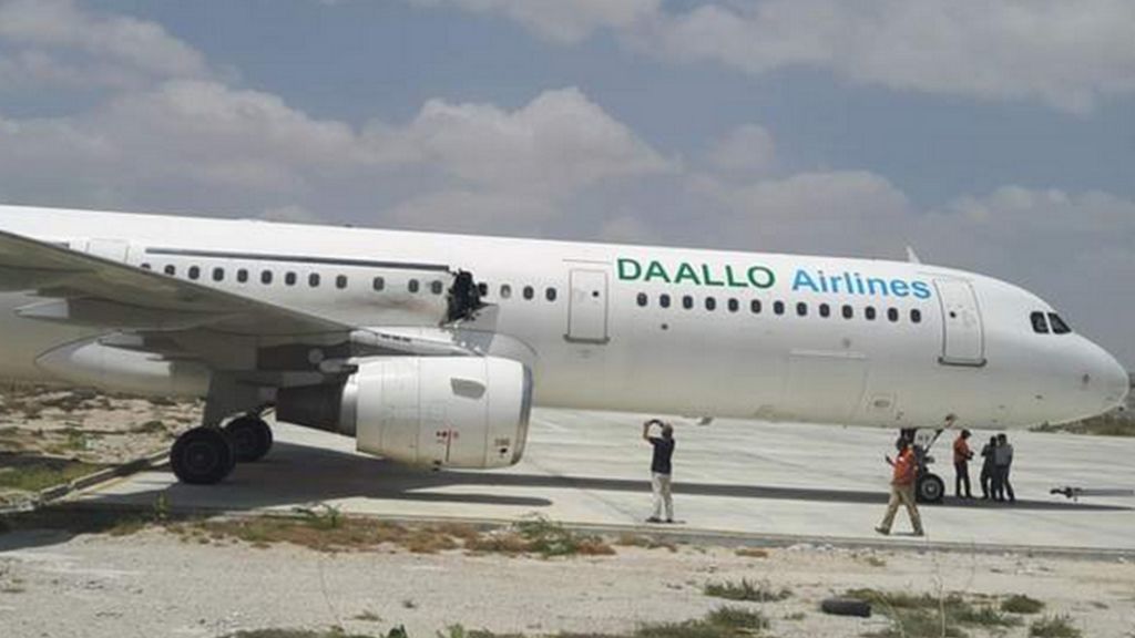 Somali plane lands with hole in its side