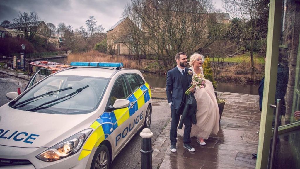 Stranded bride and groom given police escort after Burnley crash