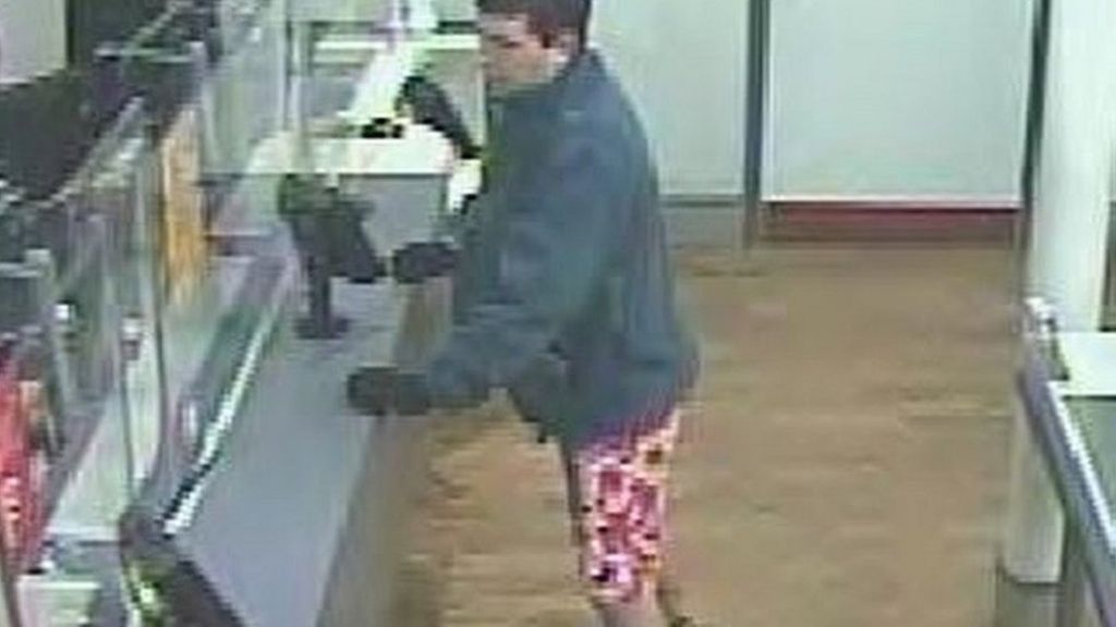 Pink floral shorts man in Santander Cheadle bank raid bid