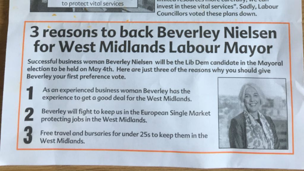 Lib Dem mayoral candidate mistakenly billed as Labour hopeful