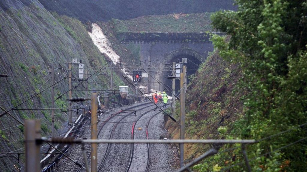 Two hurt as train derailed in flood landslide near Watford Junction