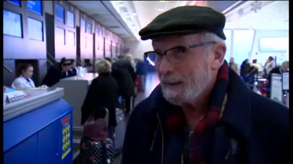 Reaction from passengers on the last United Airlines flight from Belfast - New York