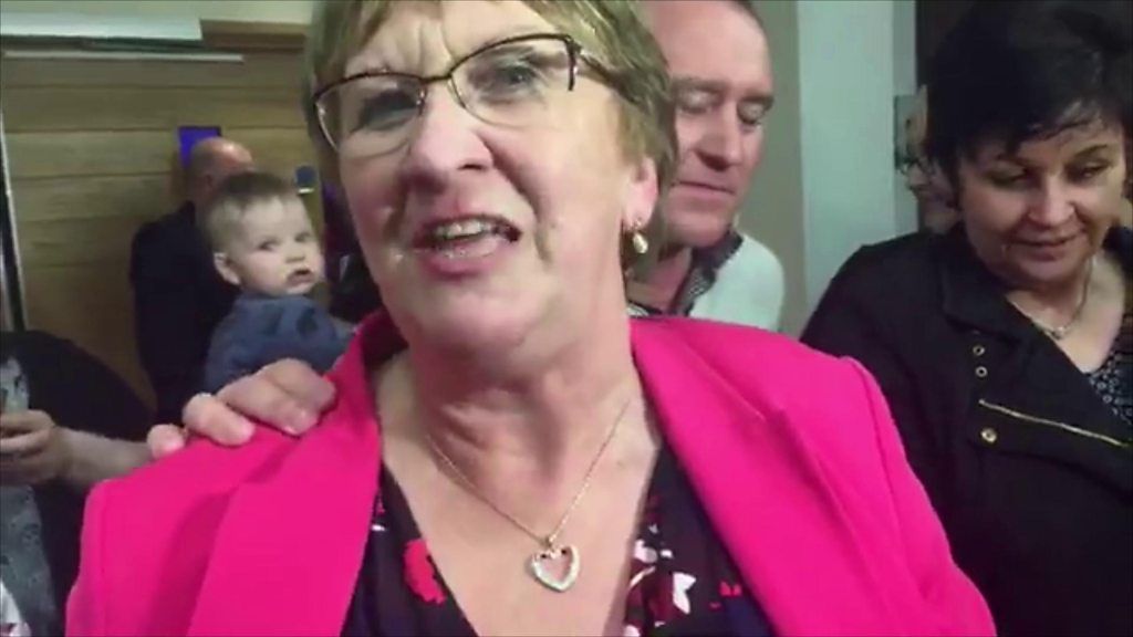 Dolores Kelly celebrates winning back her Upper Bann win