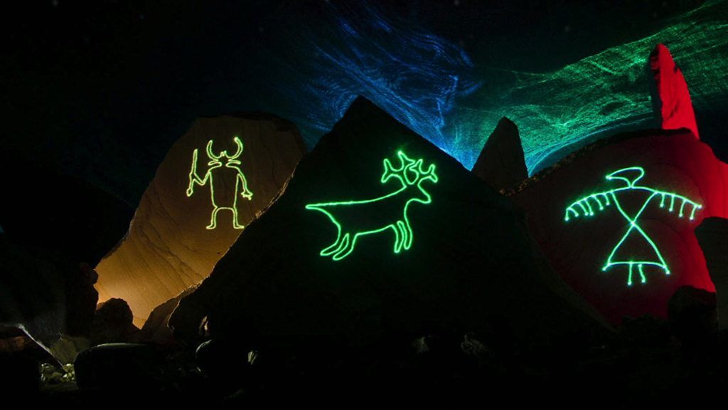 Turning rock carvings into laser projections