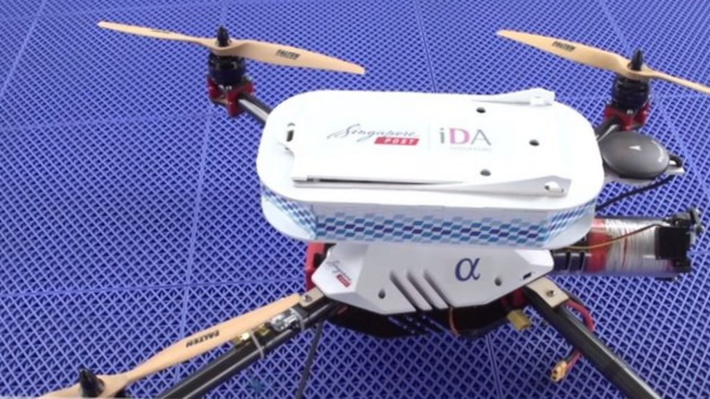 VIDEO: Drone flies over sea to deliver package