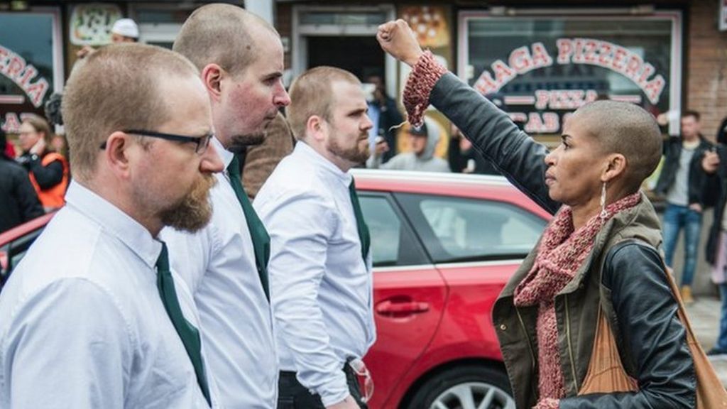 Photo Of Woman Defying Neo Nazi March In Sweden Goes Viral Bbc News 