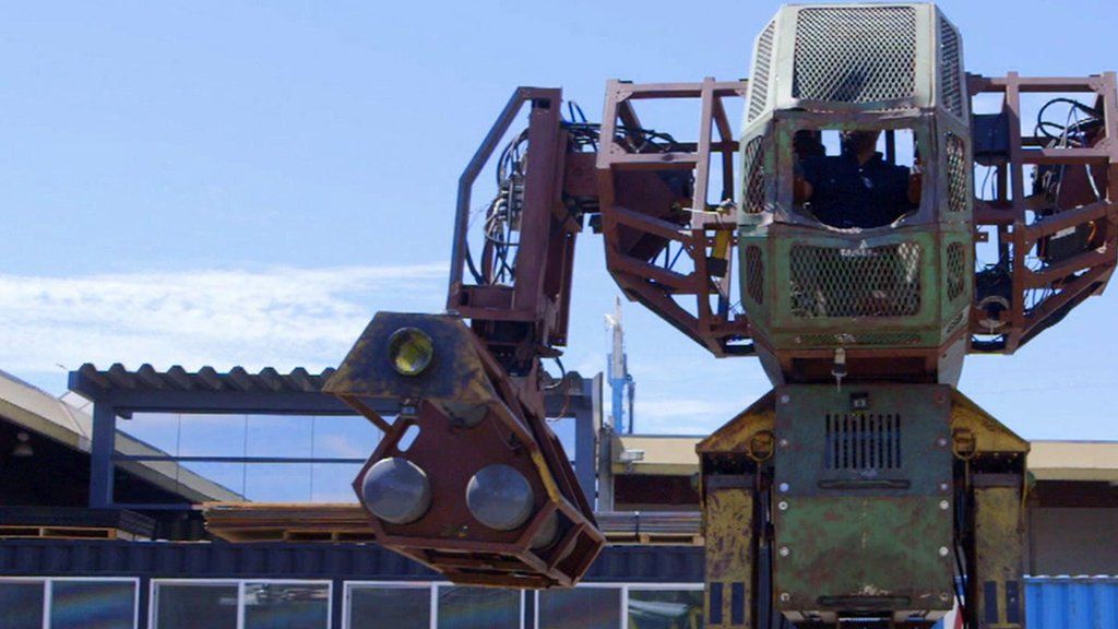 Meet the giant robot equipped with a paintball cannon