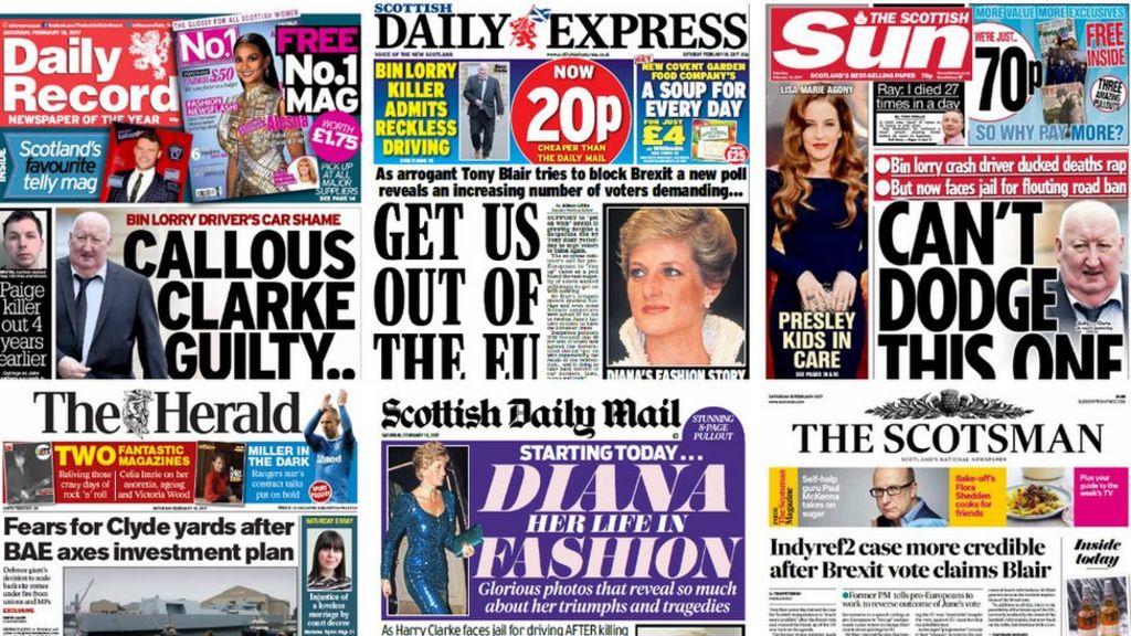 Scotland's papers: Bin lorry crash driver and shipyard fears