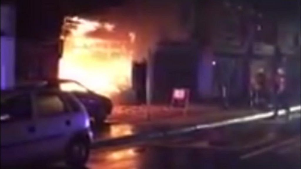 Man suffers burns in taxi office fire