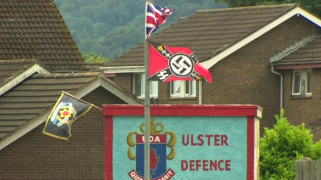 Nazi flags erected near bonfire site