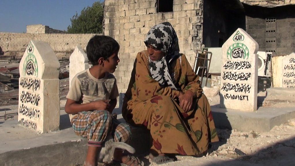 Syrian family living in cemetery in Eastern Aleppo