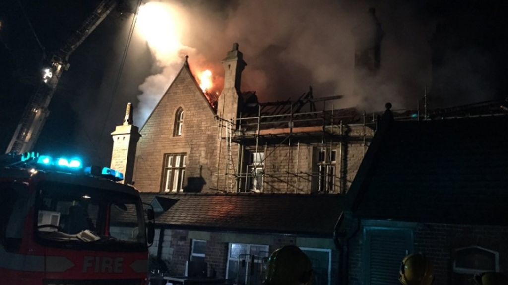 Alston Hall near Preston badly damaged in fire