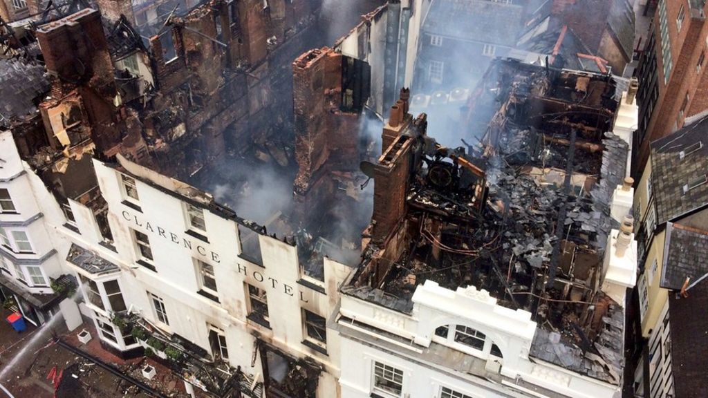 Royal Clarence fire Engineers assess fireravaged hotel BBC News