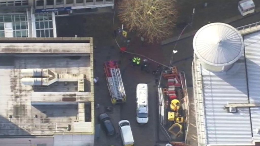 Aerial footage of storm death scene in Wolverhampton