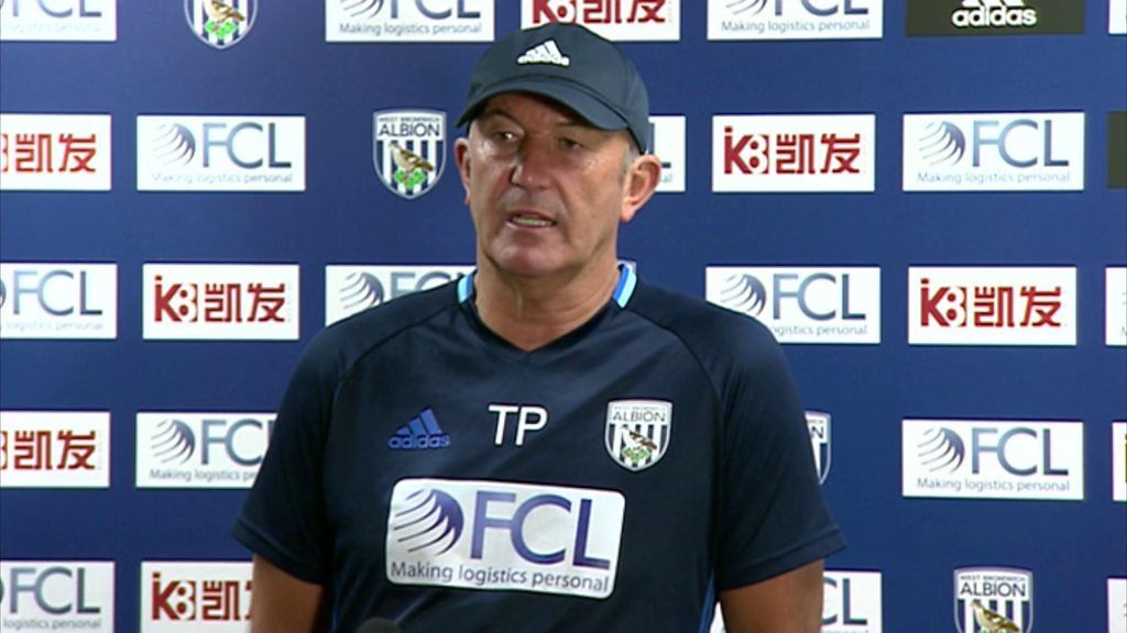West Bromwich Albion boss Tony Pulis reacts to speculation about his job