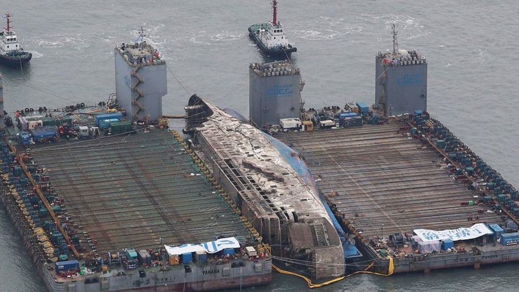 Sewol disaster ferry raised in South Korea after three years
