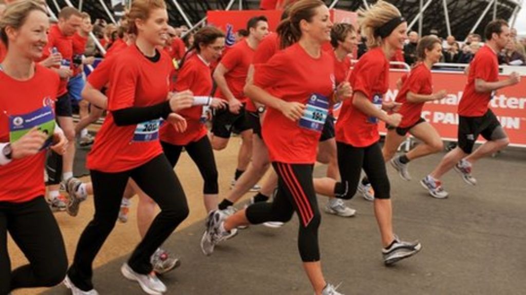 London 2012 Olympic Park runners finish race BBC News