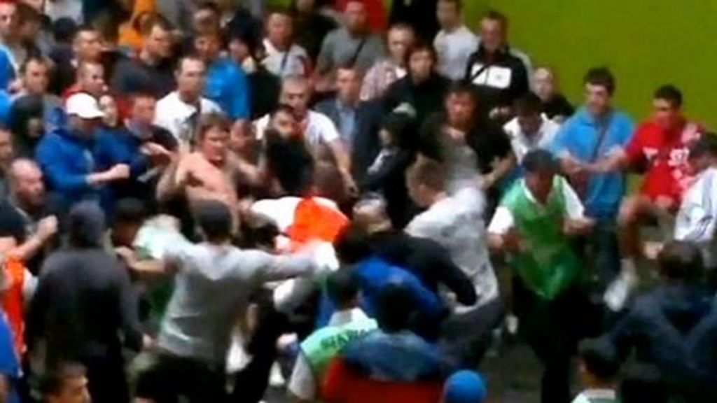 Euro 2012 'Fans fight stewards' outside stadium in Poland BBC News