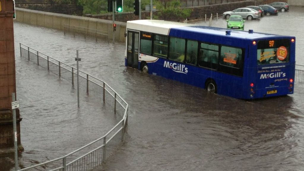 In pictures Flash flooding slows Greenock traffic BBC News
