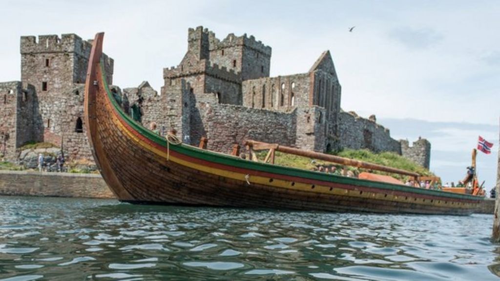 largest-replica-viking-longship-ever-built-visits-isle-of-man-bbc-news