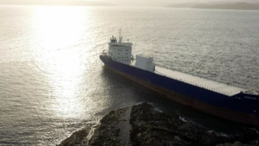 Footage Of Cargo Ship Run Aground - BBC News