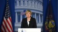 Theresa May gives her speech in Philadelphia