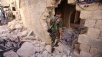 Syrian government soldier in Aleppo, 16 Sept
