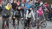 Girls on their bikes at the ride