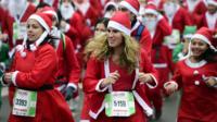 Runners dressed as Santa