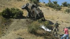 Damaged army vehicle at scene of attacks in Siirt - 19 August