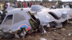 Debris of a crashed transport plane of Colombian Air Force is seen near the town of Codazzi, Colombia (31 July 2015)