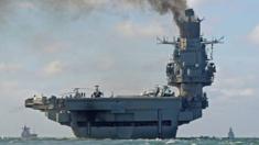 Russian aircraft carrier travelling through the English Channel