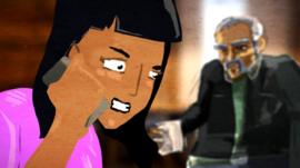 Illustration of a mother talking to kidnappers on the phone