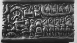 Sumerian seal with carved images