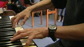 Playing the piano